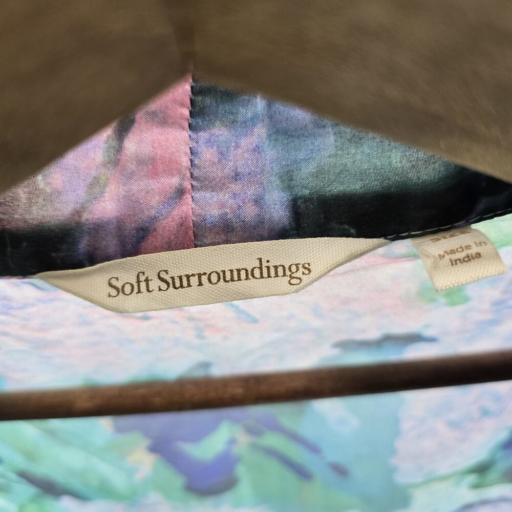 Soft Surroundings Kimono Womens Floral Wrap Tie Topper Cover Watercolor - Picture 2 of 13